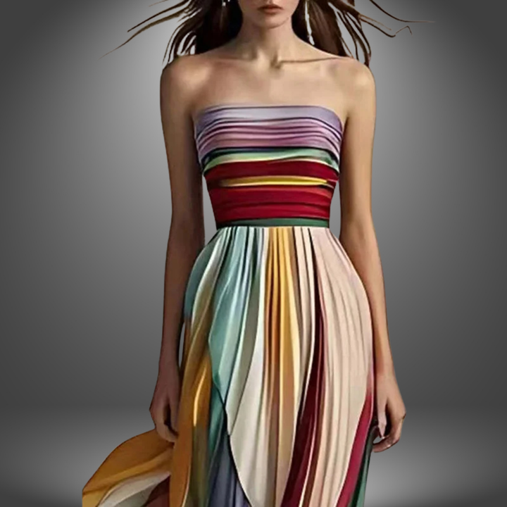 Dylan - Colorful Stripes Tube Top Maxi Dress